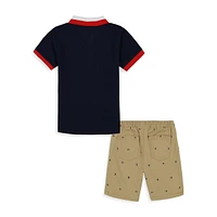 Little Boy's 2-Piece Polo Shirt & Shorts Set