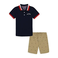 Little Boy's 2-Piece Polo Shirt & Shorts Set