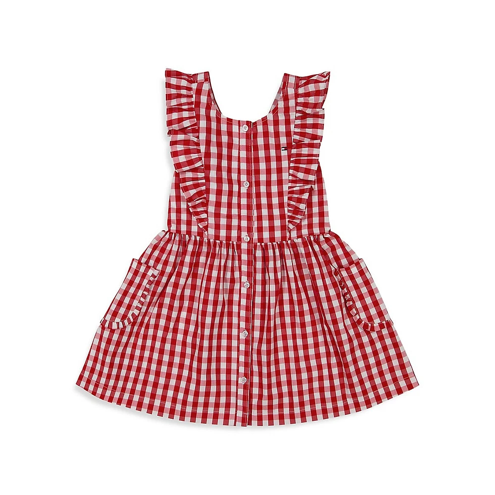 Little Girl's Ruffled Gingham Pinafore Dress