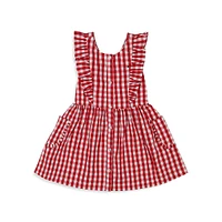 Little Girl's Ruffled Gingham Pinafore Dress