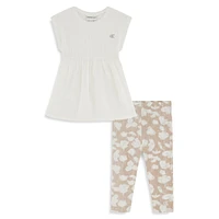 Little Girl's 2-Piece Peplum Top & Leggings Set