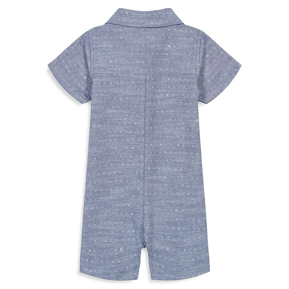 Little Boy's Logo-Print Collared Romper