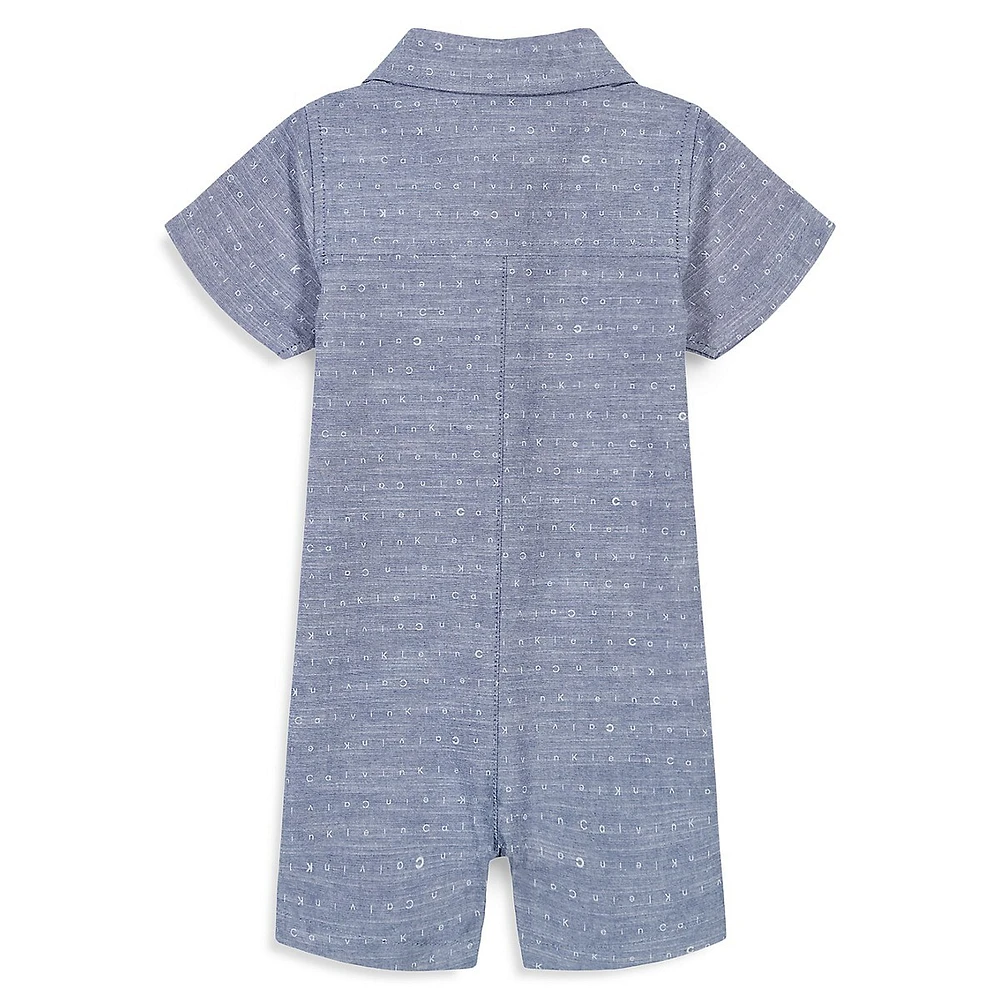 Baby Boy's Logo-Print Collared Romper