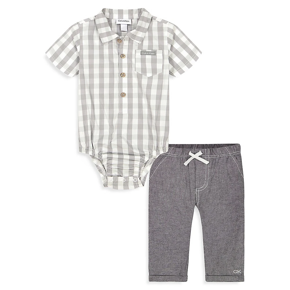 Baby Boy's 2-Piece Gingham Bodysuit & Pants Set