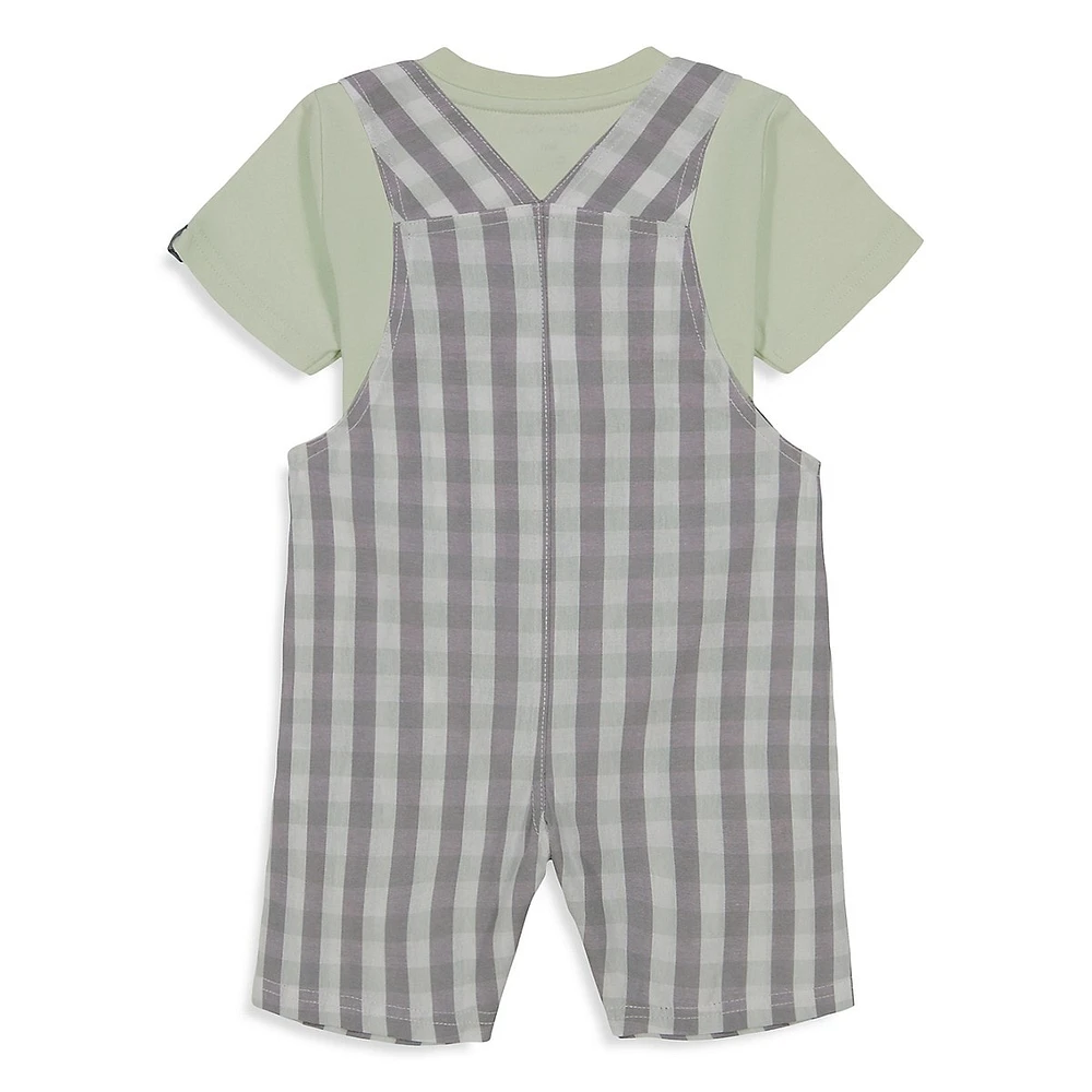 Baby Boy's 2-Piece Gingham Shortall Set