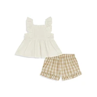 Little Girl's 2-Piece Ruffled Short Set