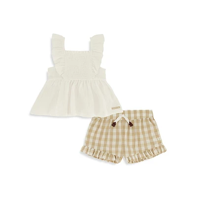 Ensemble deux pièces avec short volanté pour fillette