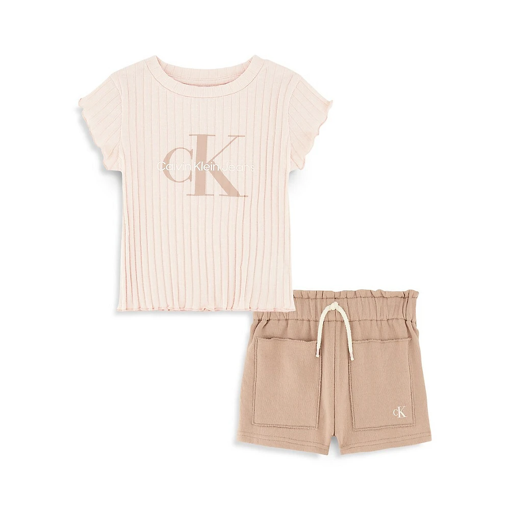 Little Girl's 2-Piece Logo Short Set