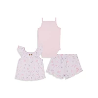 Baby Girl's 3-Piece Floral-Print Shorts Set