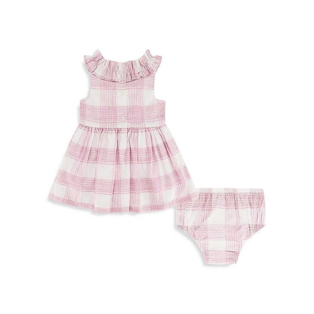 Baby Girl's Ruffled Check Dress & Bloomer Set