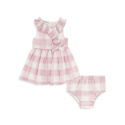 Baby Girl's Ruffled Check Dress & Bloomer Set