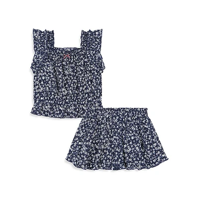 Little Girl's 2-Piece Floral Top & Shorts Set