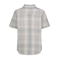 Boy's Washed Yarn-Dyed Plaid Short-Sleeve Shirt