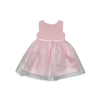 Toddler Fit-&-Flare Sparkle Overlay Dress & Ruffled Rosette Border Coat