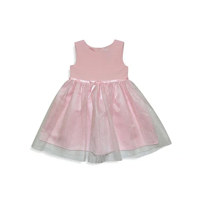 Toddler Fit-&-Flare Sparkle Overlay Dress & Ruffled Rosette Border Coat