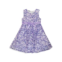 Little Girl's Fit-&-Flare Lilac Floral Dress & Knit Shrug