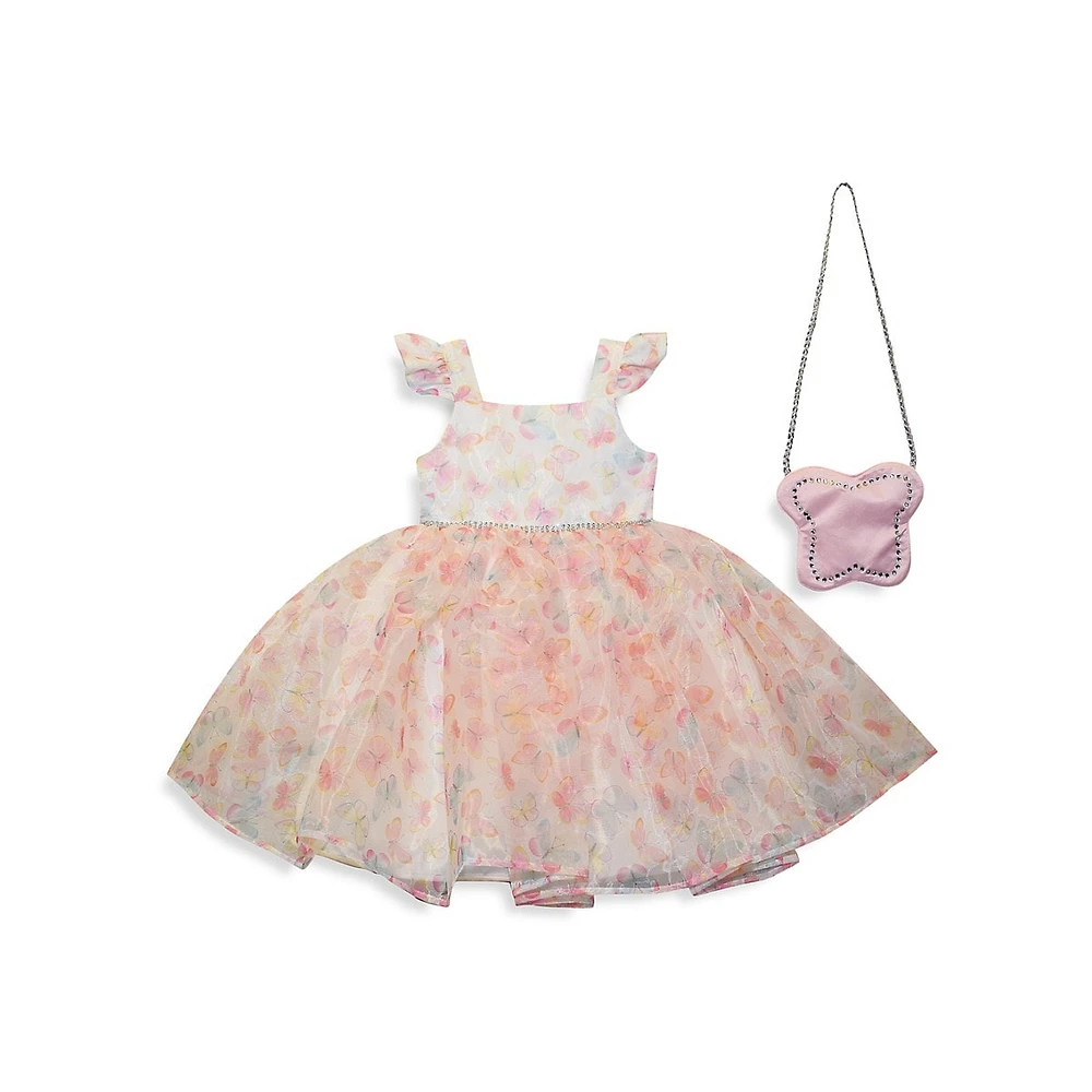 Baby Girl's Fit-&-Flare Butterfly Taffetta Dress & Purse