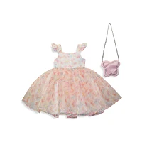 Baby Girl's Fit-&-Flare Butterfly Taffetta Dress & Purse