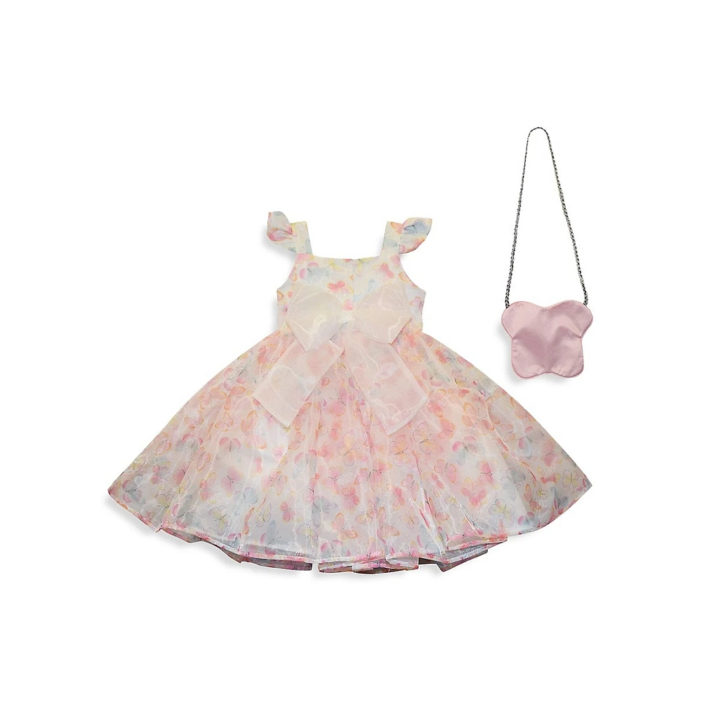 Baby Girl's Fit-&-Flare Butterfly Taffetta Dress & Purse