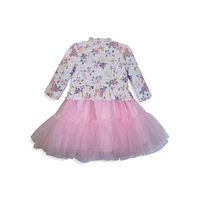 Little Girl's Fit-&-Flare Ruffle-Hem Tulle Dress & Sequin Floral Peplum Jacket