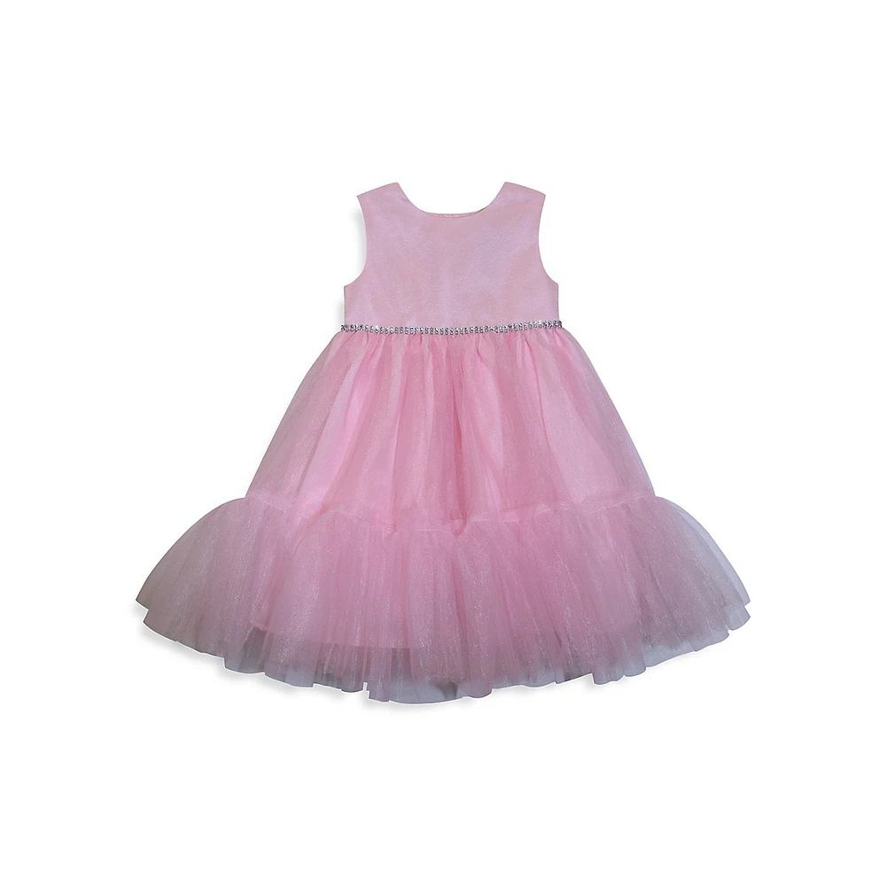 Toddler's Fit-&-Flare Ruffle-Hem Tulle Dress & Sequin Floral Peplum Jacket