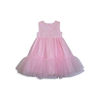 Little Girl's Fit-&-Flare Ruffle-Hem Tulle Dress & Sequin Floral Peplum Jacket