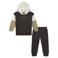 Little Boy's 2-Piece Fleece Colourblock Hoodie & Joggers Set