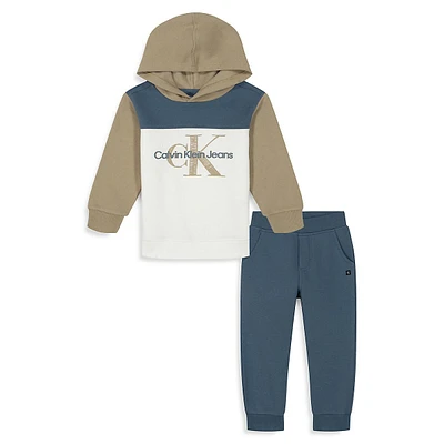 Little Boy's 2-Piece Fleece Colourblock Hoodie & Joggers Set