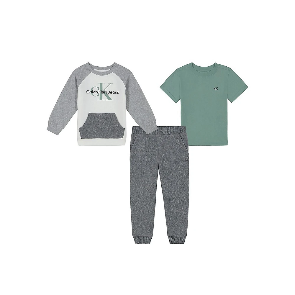 Little Boy's 3-Piece Sweatshirt, Joggers & T-Shirt Set