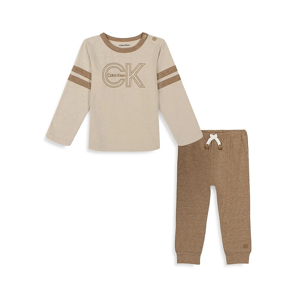 Baby Boy's 2-Piece Double-Brushed Shirt & Joggers Set