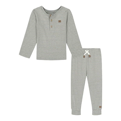 Baby Boy's 2-Piece Striped Henley & Jogger Set