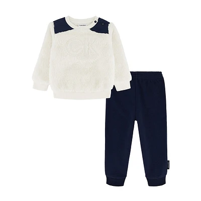 Ensemble 2 pièces pull et pantalon en fausse fourrure polaire pour bébé fille