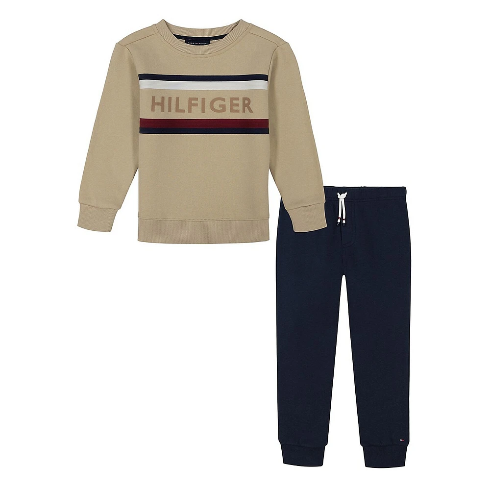 Little Boy's 2-Piece Fleece Sweatshirt & Joggers Set