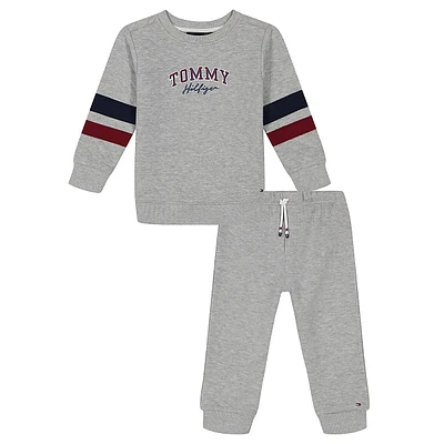 Little Boy's 2-Piece Quilted Fleece Logo Sweatshirt & Joggers Set