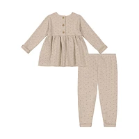 Baby Girl's 2-Piece Double-Brushed Polka Dot Empire Top & Jogger Set