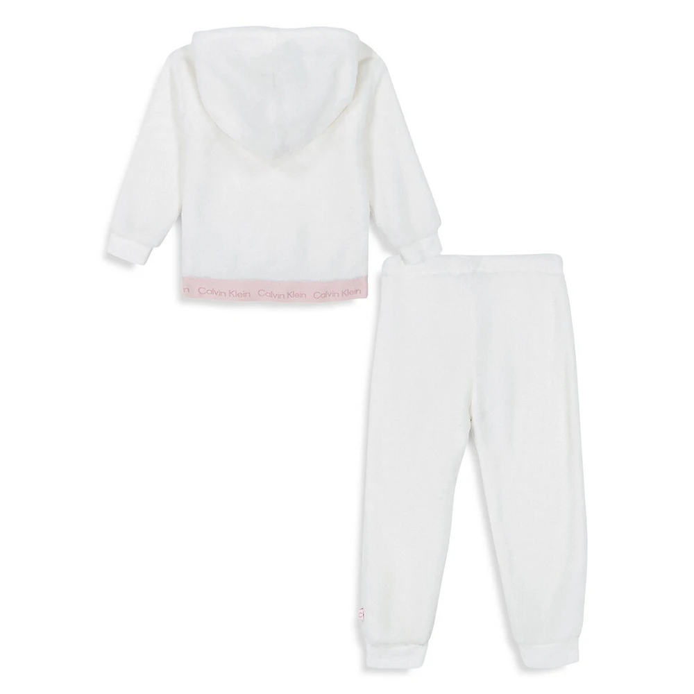 Baby Girl's 2-Piece Faux Shearling Hoodie Jogger Set