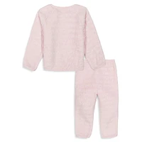 Baby Girl's 2-Piece Faux Shearling Debossed Logo Jogger Set