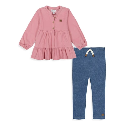 Baby Girl's Corduroy Tiered Tunic & Jeggings Set