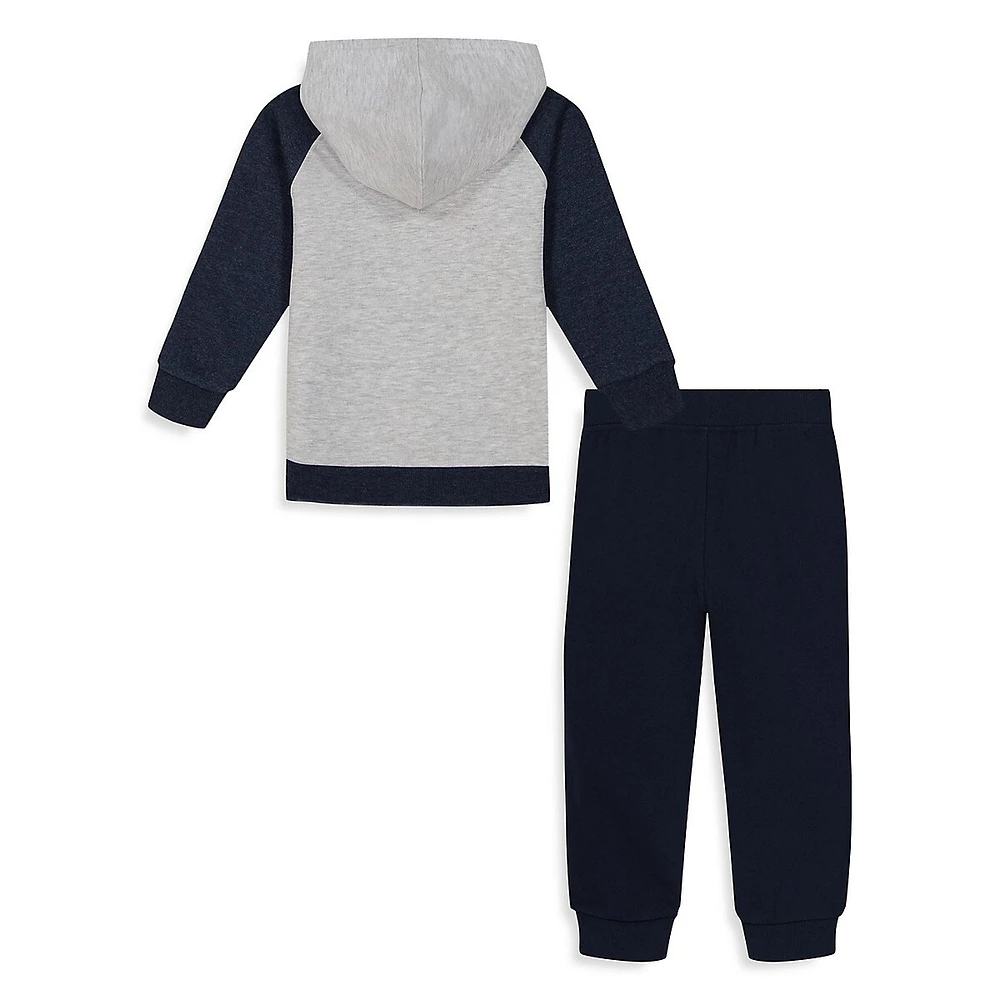 Little Boy's 2-Piece Colourblock Hoodie & Solid Joggers Set