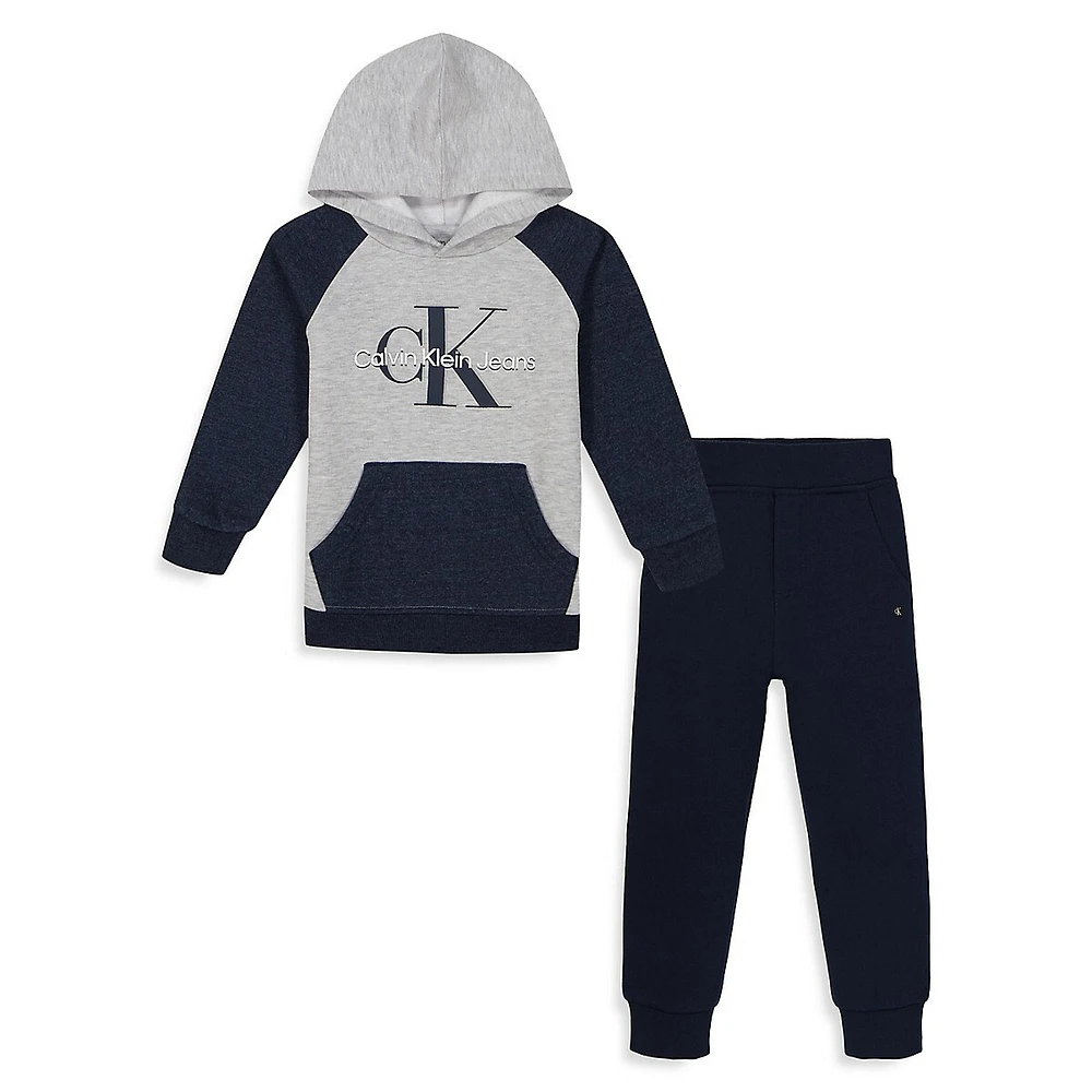 Little Boy's 2-Piece Colourblock Hoodie & Solid Joggers Set