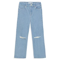 Girl's Cirrus High-Waist Wide-Leg Distressed Jeans