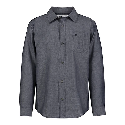 Boy's Solid Herringbone Pocket Shirt