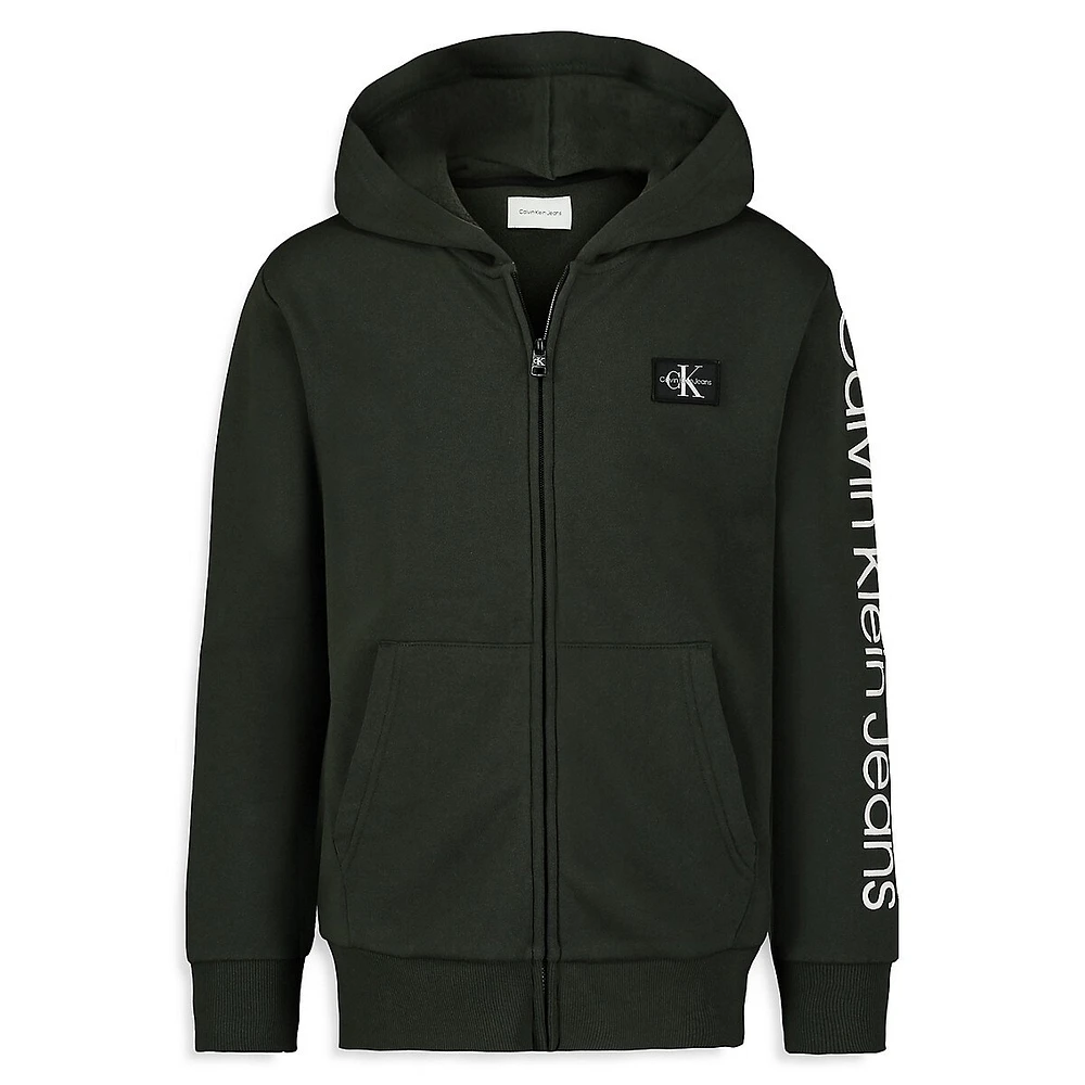 Boy's Logo-Sleeve Zip Hoodie