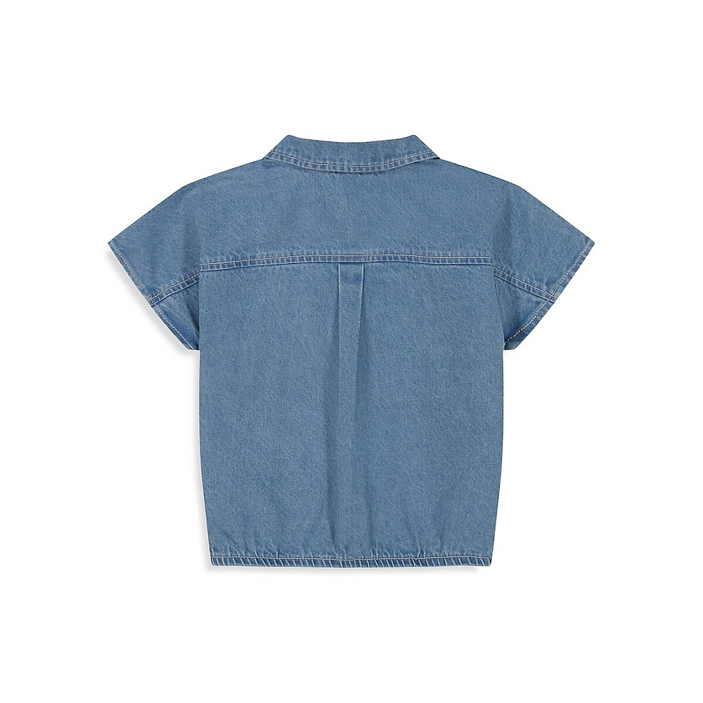 Girl's Short-Sleeve Denim Shirt