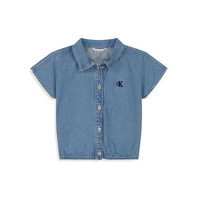 Girl's Short-Sleeve Denim Shirt