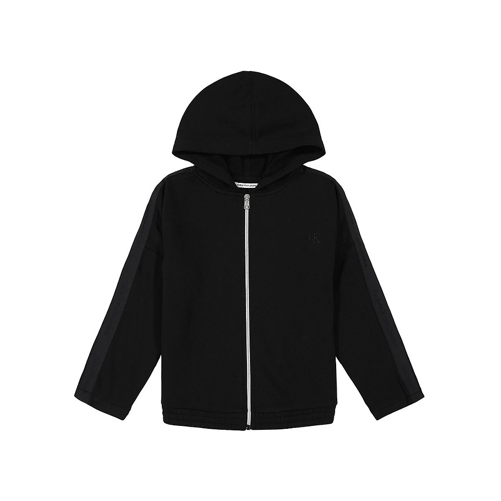 Girl's Shimmer-Logo-Tape Zip Hoodie