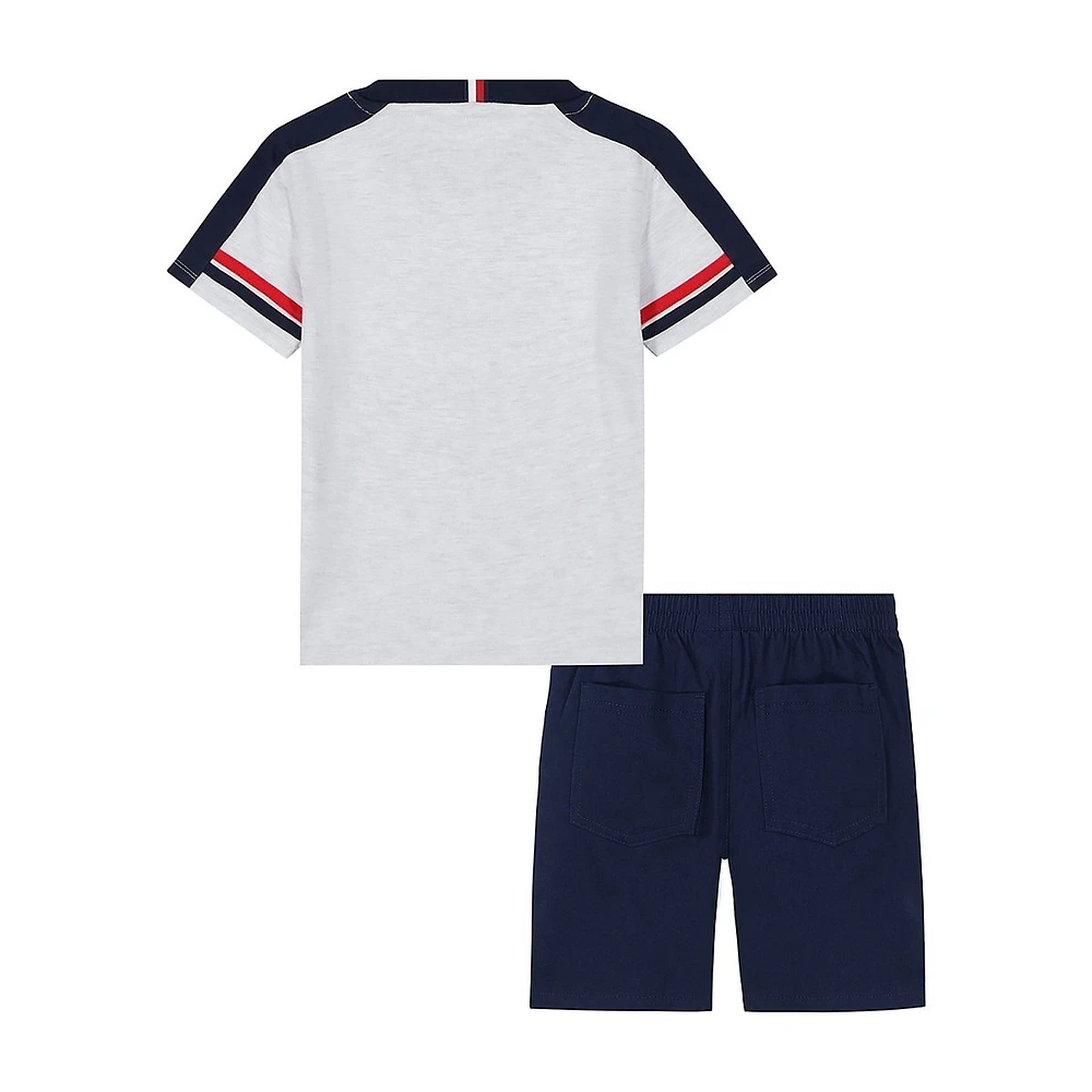 Little Boy's 2-Piece Signature Crewneck T-Shirt & Twill Shorts Set