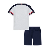 Ensemble 2 pièces t-shirt ras du cou et short en sergé pour petit garçon