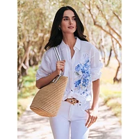 Chemise surdimensionnée à fleurs et pattes roulées
