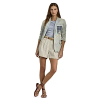 Striped High-Rise Pleated Shorts